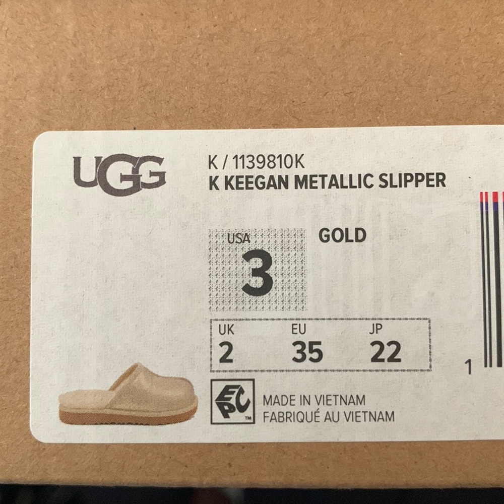 KIDS KEEGAN METALLIC UGG PLUSH FAUX FUR LINED SLIPPERS FOR KIDS